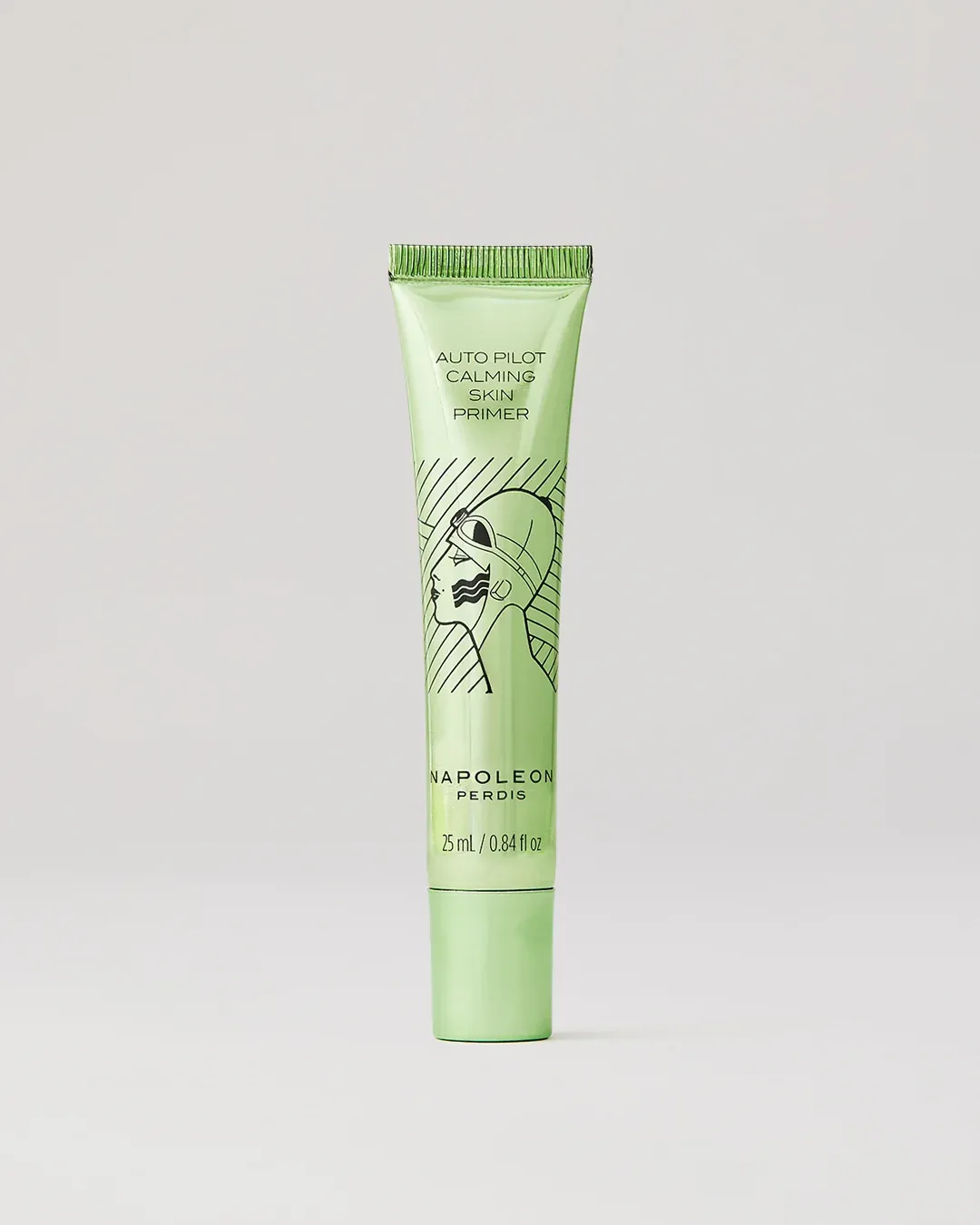 Napoleon Perdis Auto Pilot Calming Skin Primer in a green tube, part of the new primer line built on the refreshed brand system.