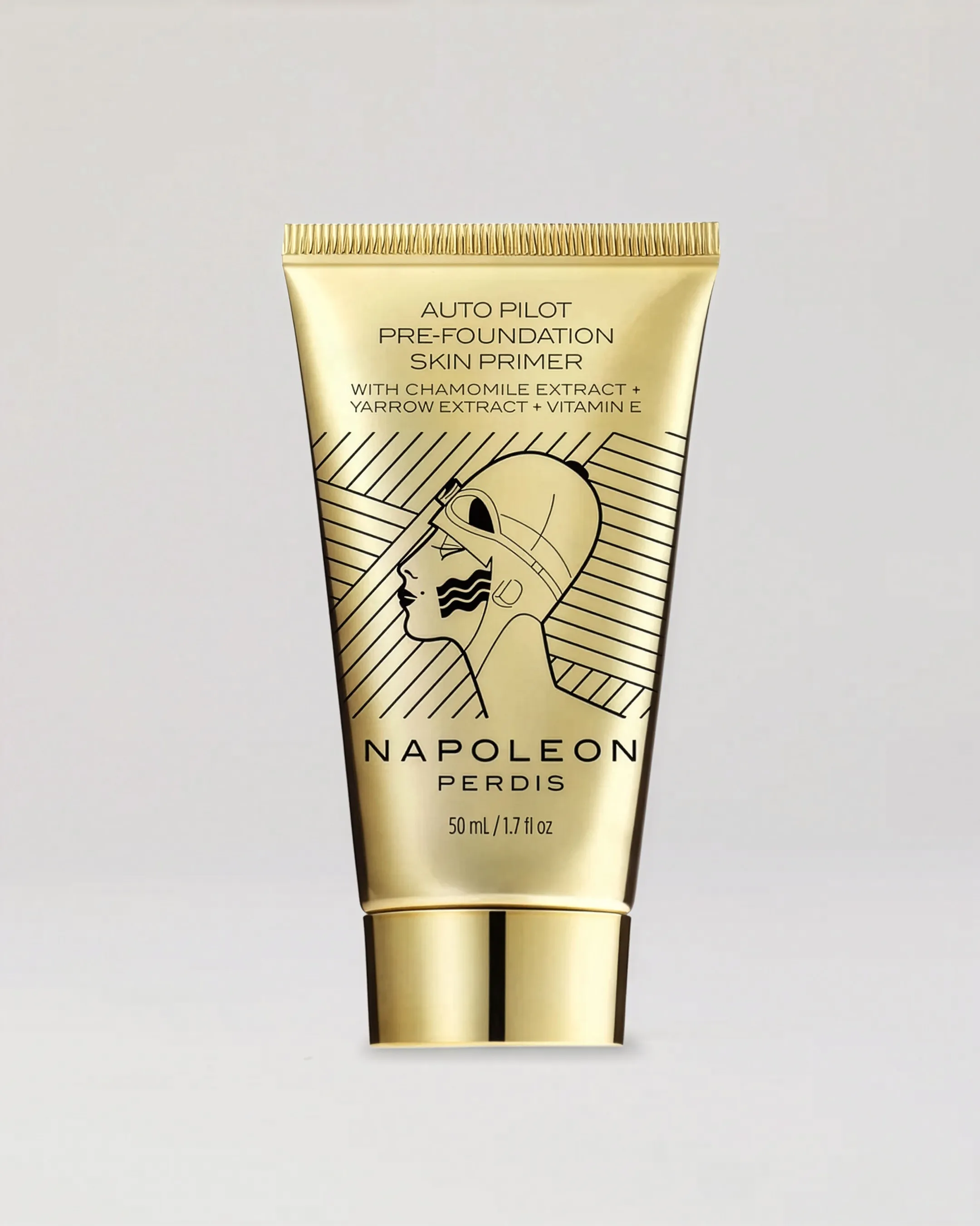Cosmetics tube in metallic gold for Napoleon Perdis Auto-Pilot Primer