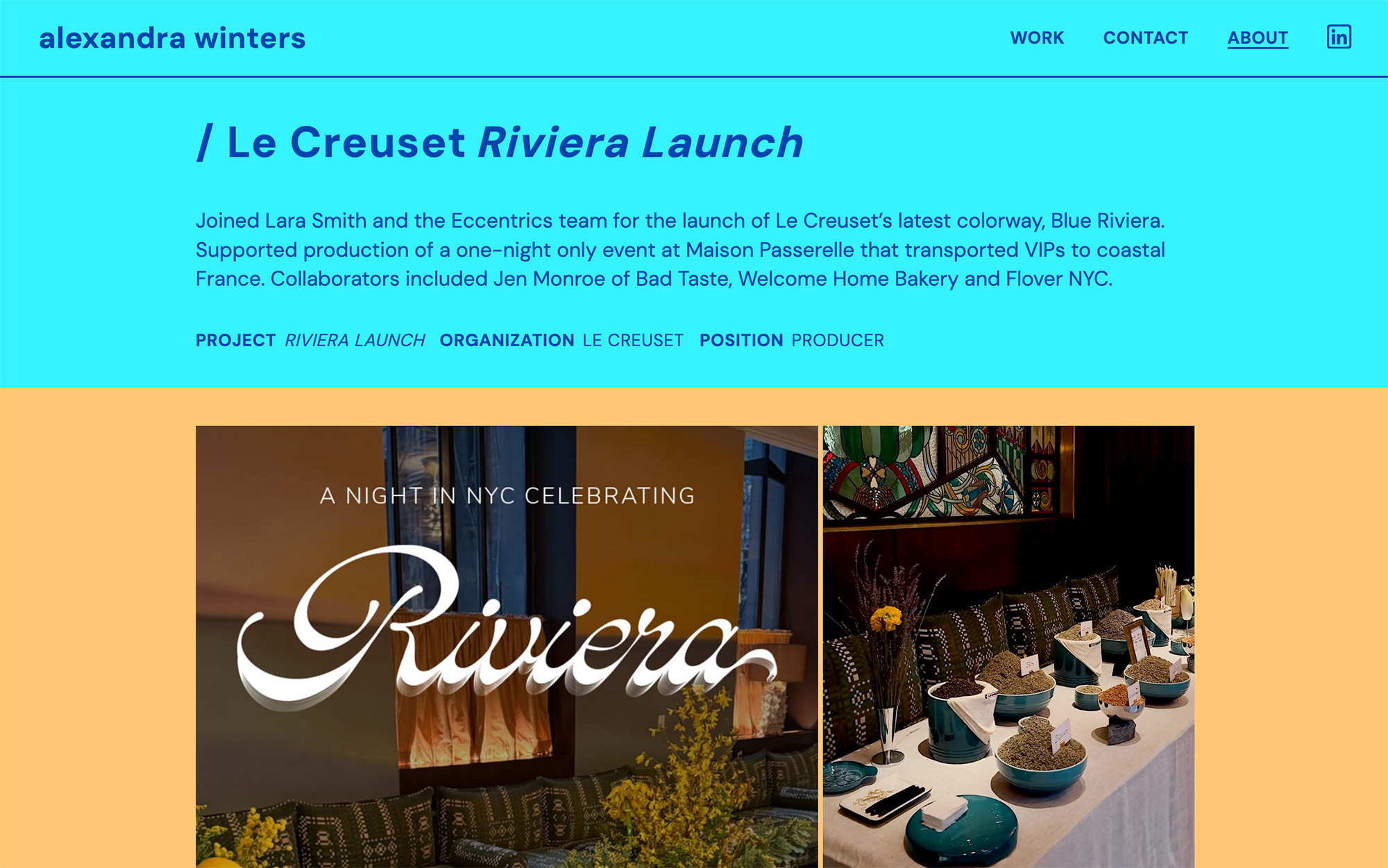 Alex Winters project page — Le Creuset