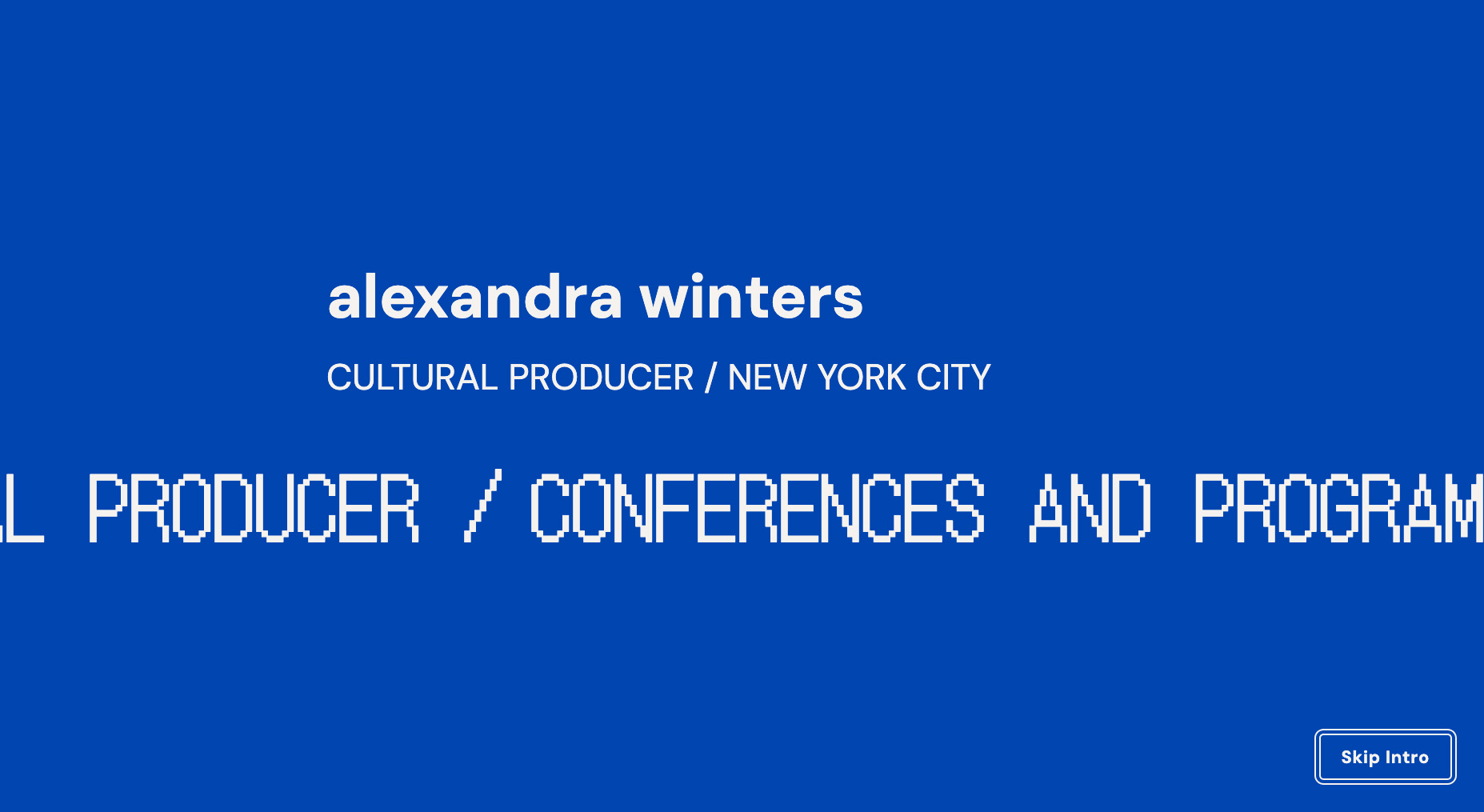 Alex Winters website splash screen