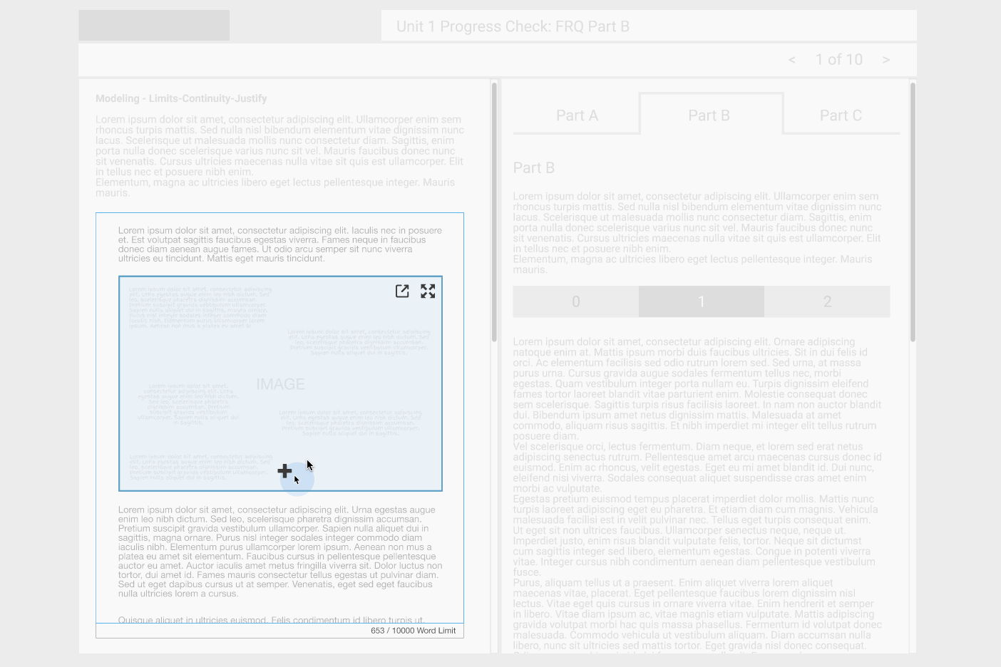 Image of a clickable prototype of the grader view with other tools a grader might use on screen when grading like a rubric.